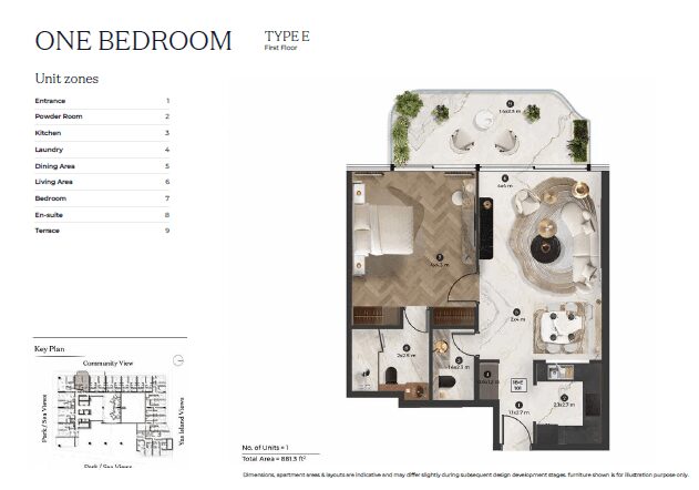 1 bedroom - Type E (First Floor)