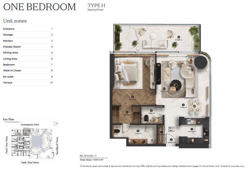 1 bedroom - Type H (Second Floor)