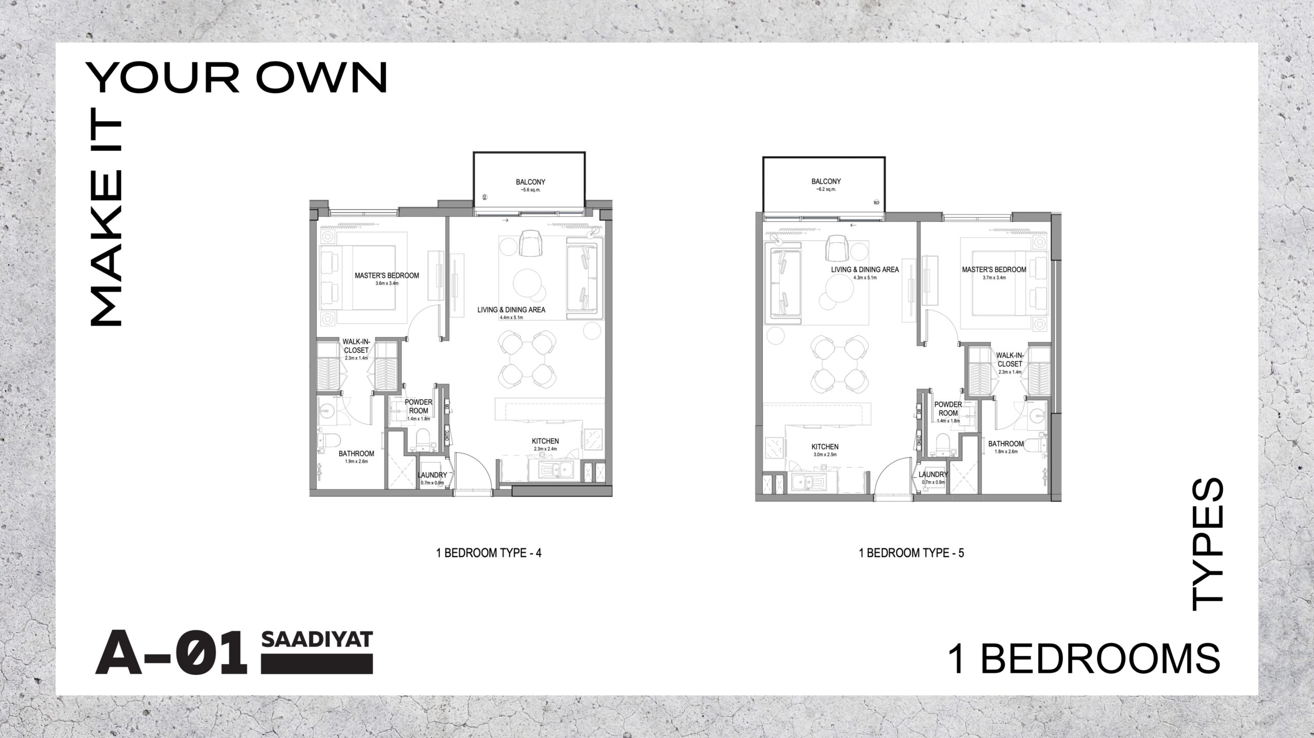 1 Bedroom Apartments - Type 4 & 5