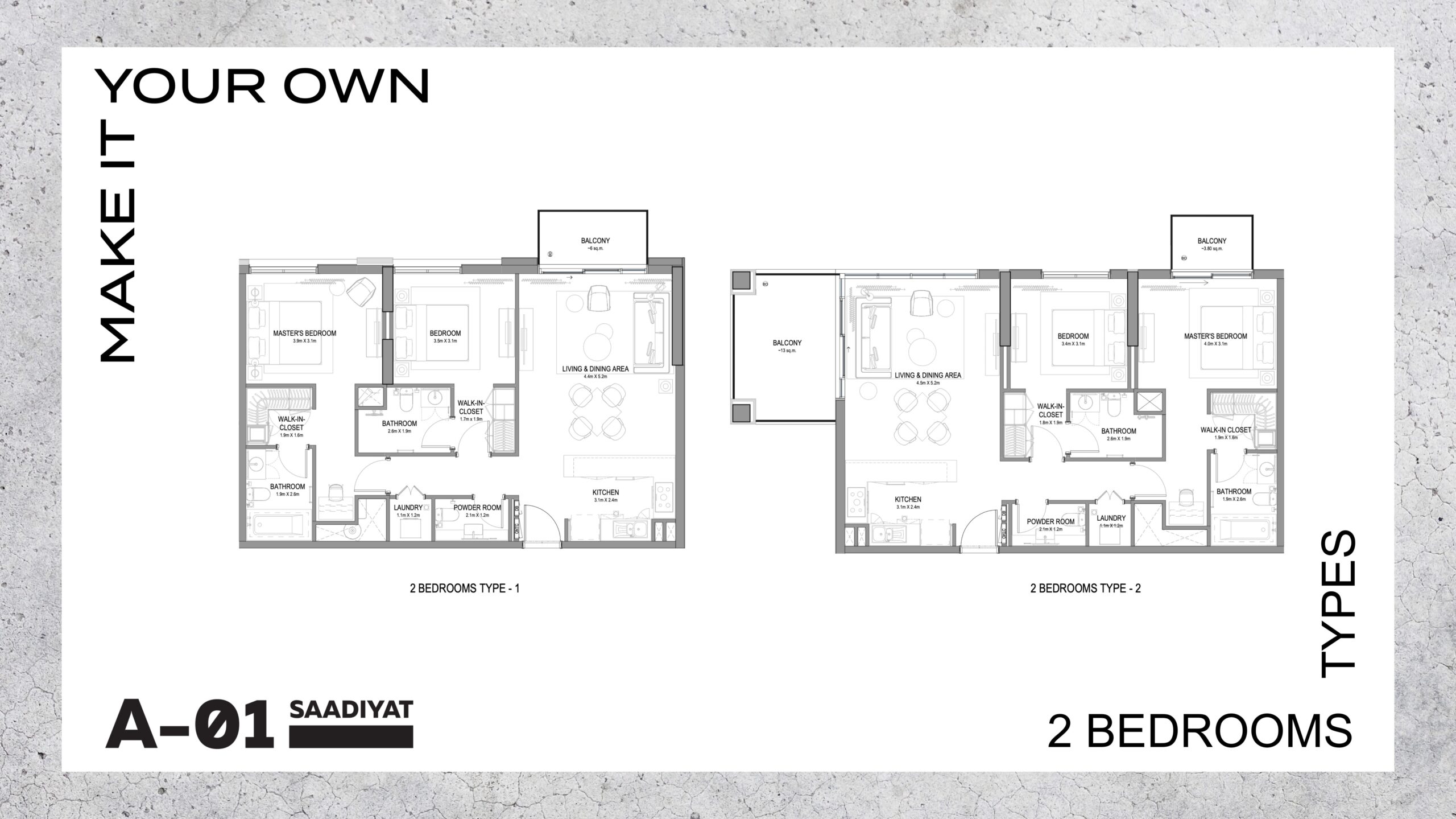 2 Bedroom Apartments - Type 1 & 2