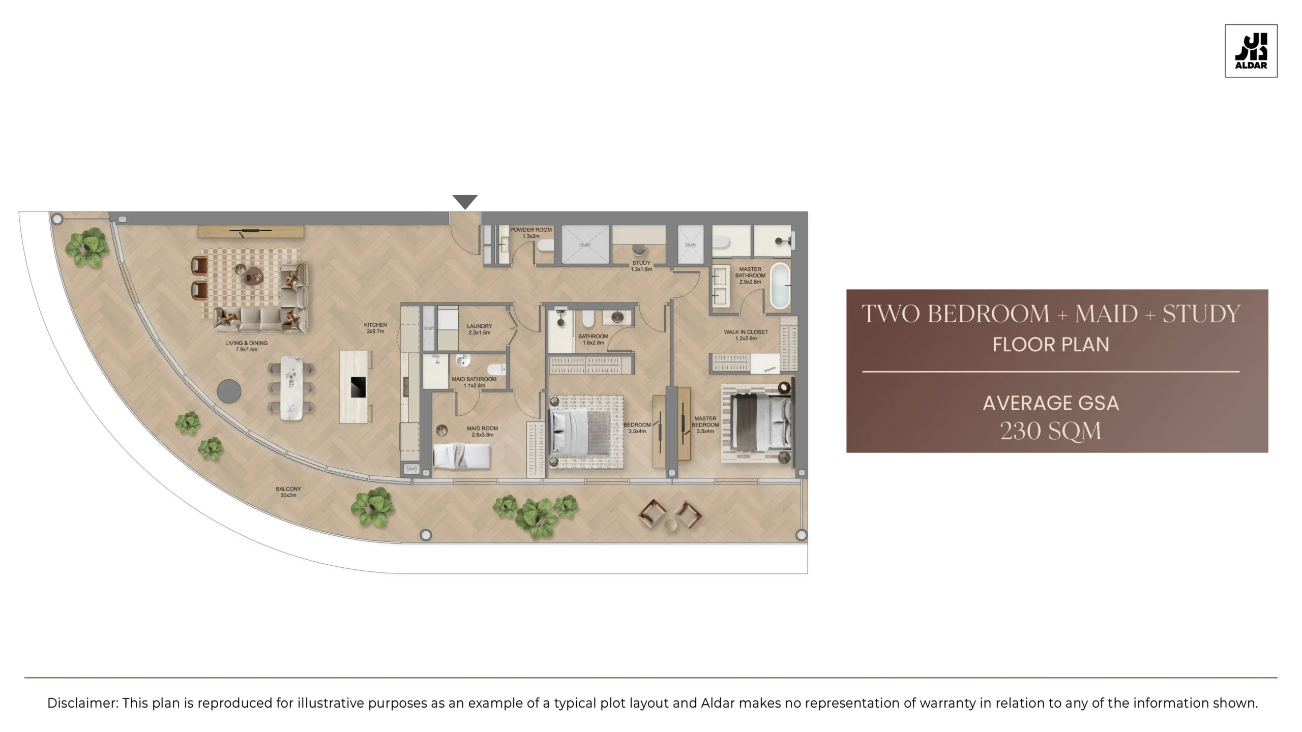 2 Bedroom - 2BED + Maid + Study